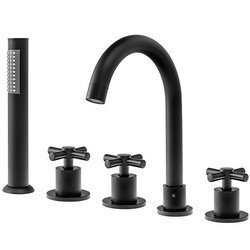 BATERIE CADA VERANNI S-1104B, CU AERATOR, 5 GAURI, MONTAJ PE CADA, NEGRU